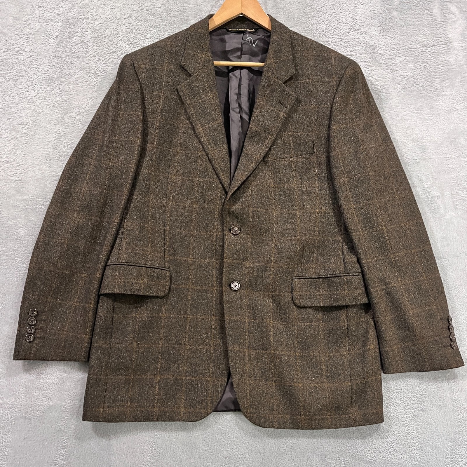 Vtg Jack Victor Blazer Men's 42r Plaid Wool Loretowood Preppy